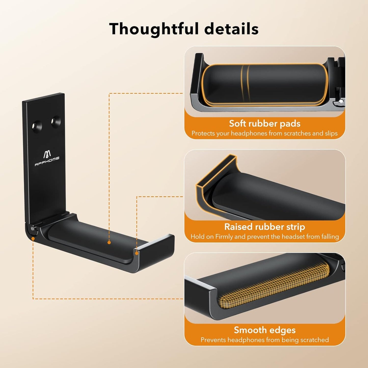 (4 Pack Headphone Stand Hanger Foldable Wall Hooks, save Space Durable Aluminum Headset Stand Holder for Universal Gaming Headset